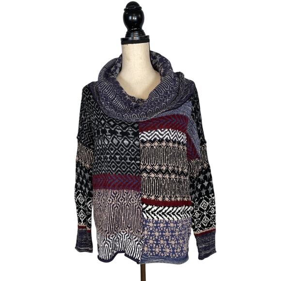 Free People Favorite Patchwork Cowlneck Sweater    Size: S - Picture 2 of 5